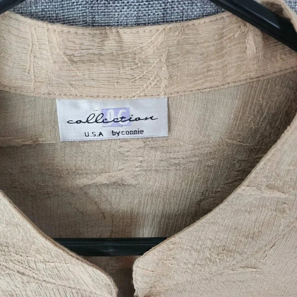 IC Collection Top Cream Long Sleeve Front Button Mock Neck For Women - Picture 3 of 9